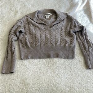 Max Studio Cable Knit V-Neck Sweater